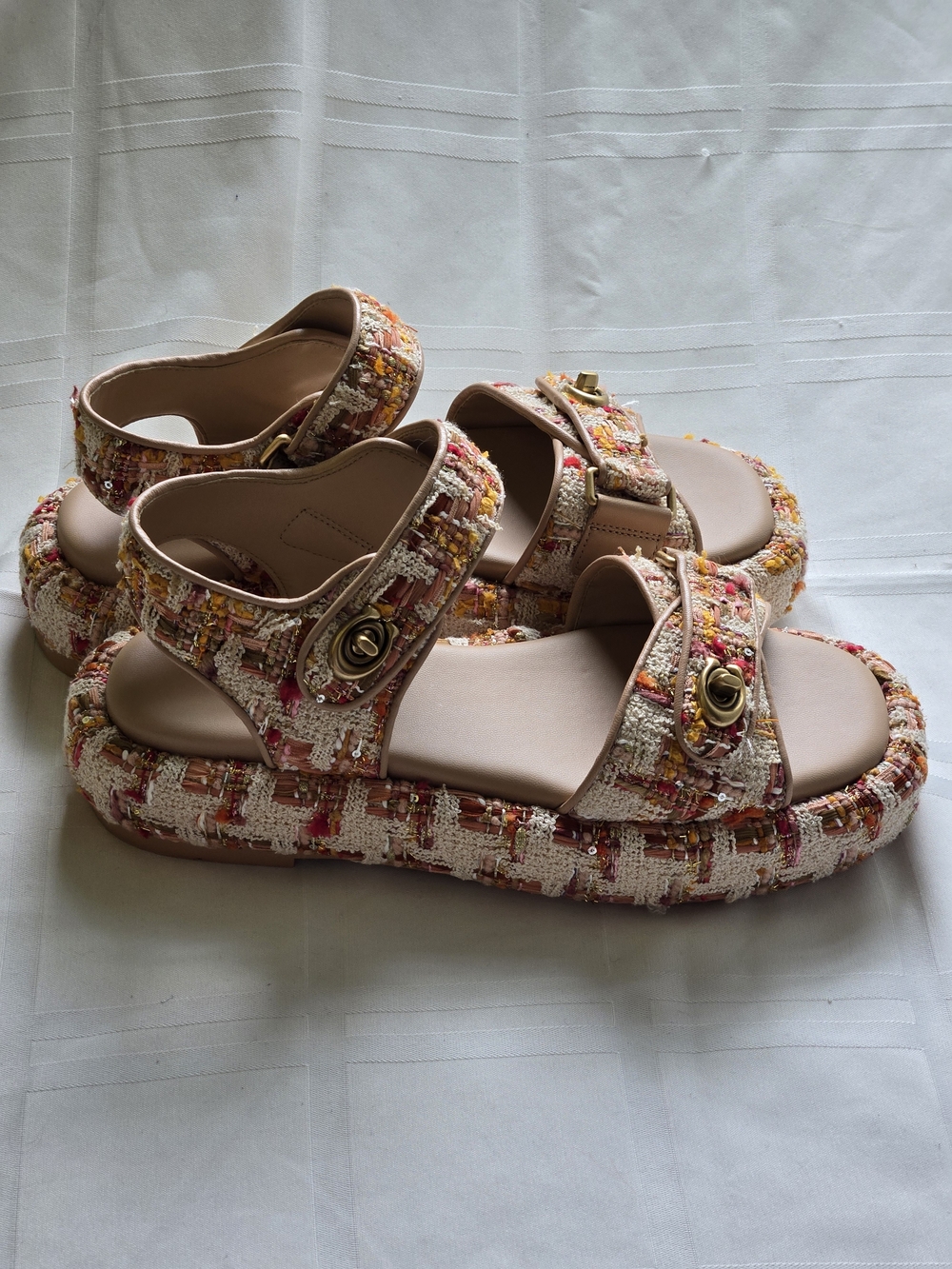 Coach Multicolor Tweed Platform Sandals - Picture 8 of 12
